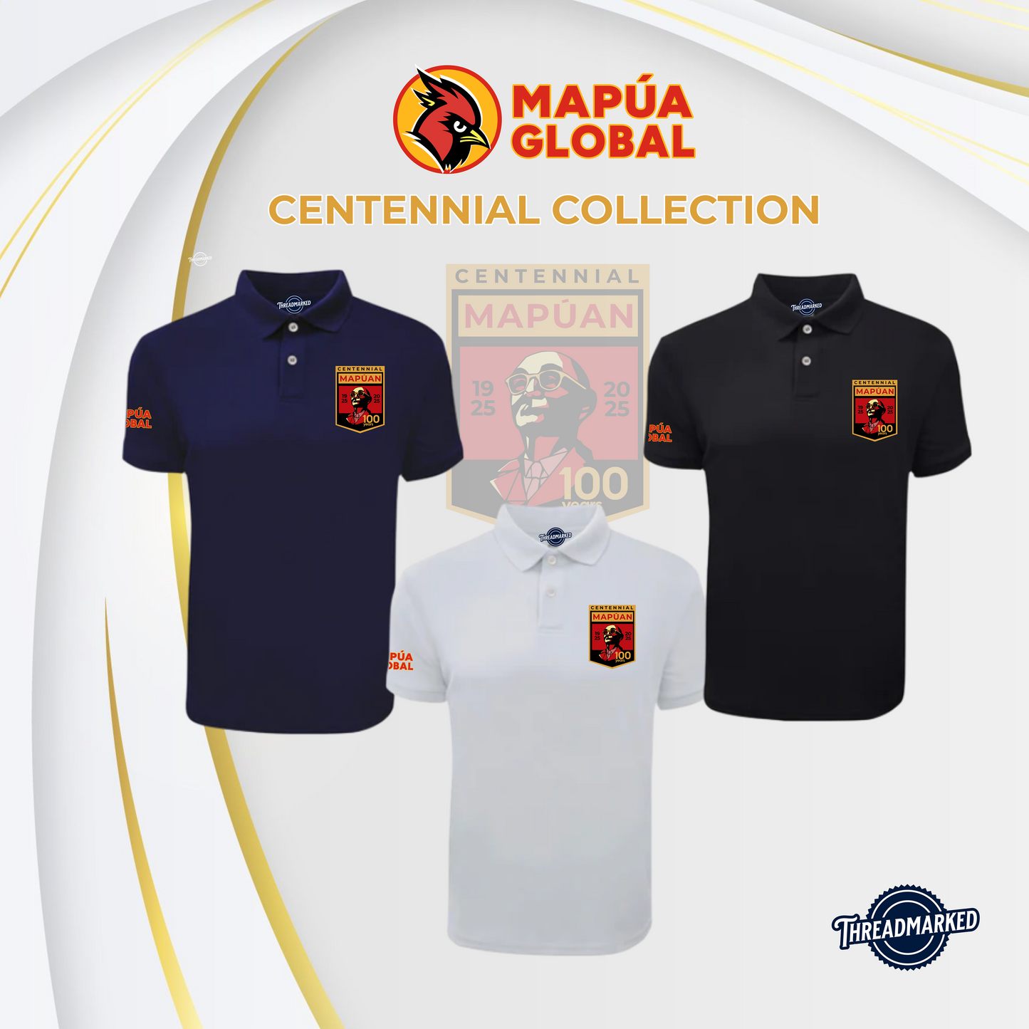 Mapúa Global Embroidered Centennial Drifit Polo Shirt [ PRE ORDER BATCH 1: SHIPS 4 WEEKS AFTER PLACING YOUR ORDER]