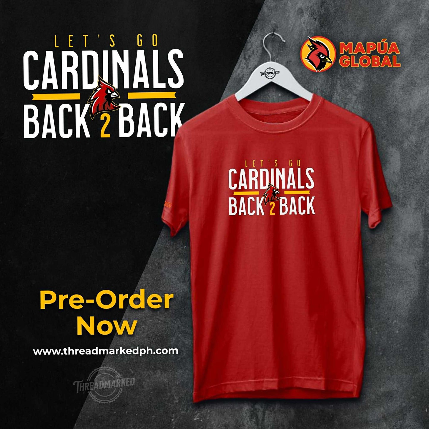 Cardinals Back 2 Back Embroidered Shirt [ PRE ORDER BATCH 1: SHIPS 2 WEEKS AFTER PLACING YOUR ORDER]
